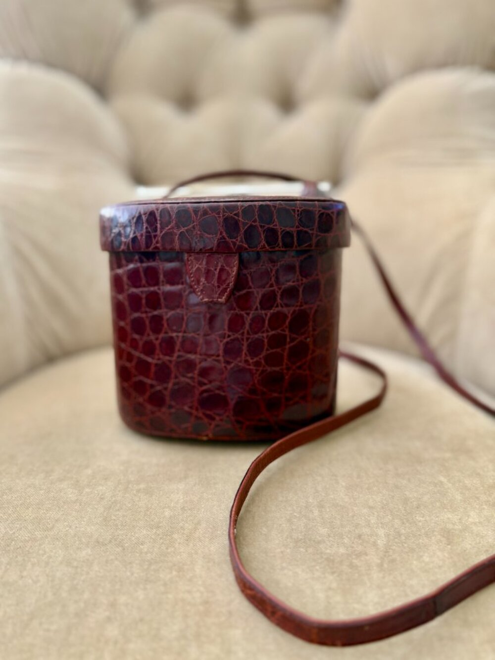 VTG Auth. MAXIMA Italy Genuine Alligator MINI Camera Minaudiere Croassbody Bag